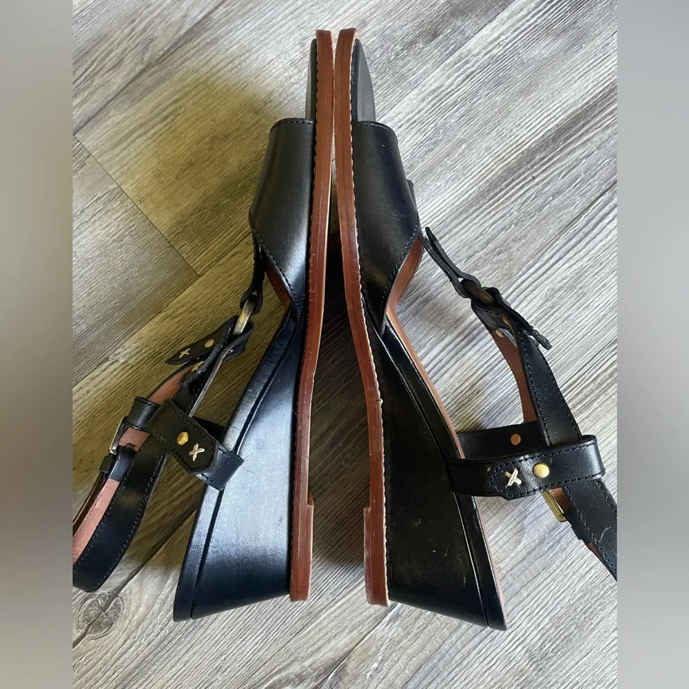 Heyraud Paris Black Leather Women's Sandals